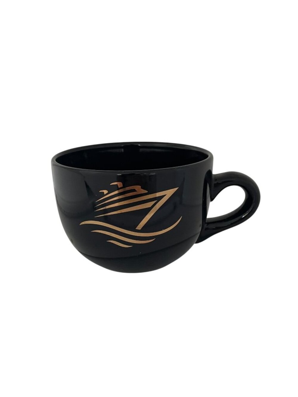 Disney Cruise Line Black Ceramic Mug With Gold Ship Logo